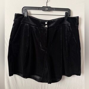 City Chic High Waist Black Velvet Shorts